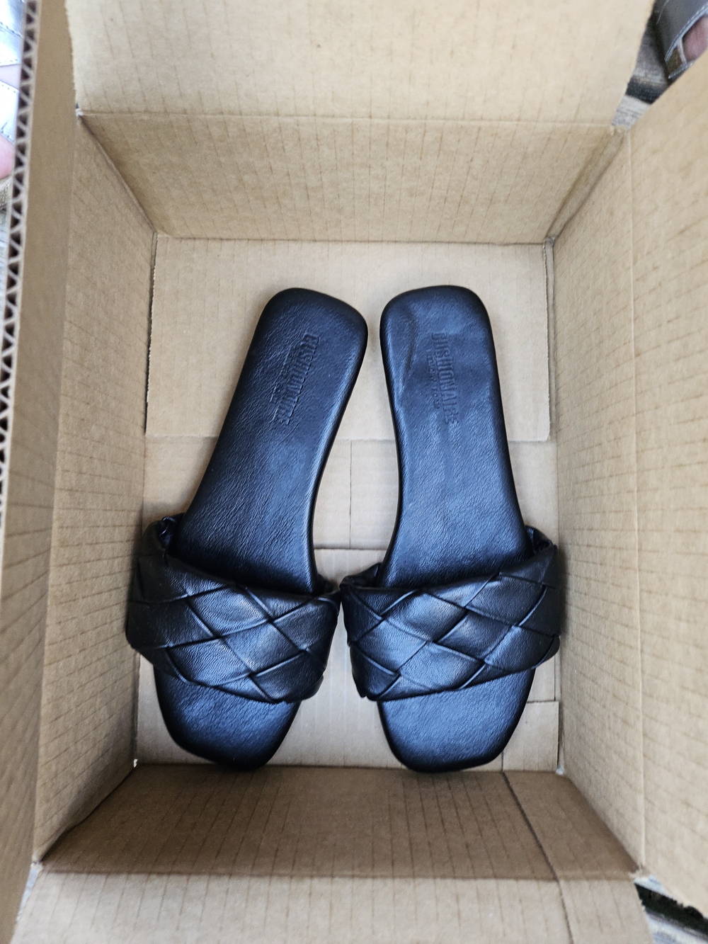 Women's Black Braided Slide Sandals - Classic Slip-On Size 8 New